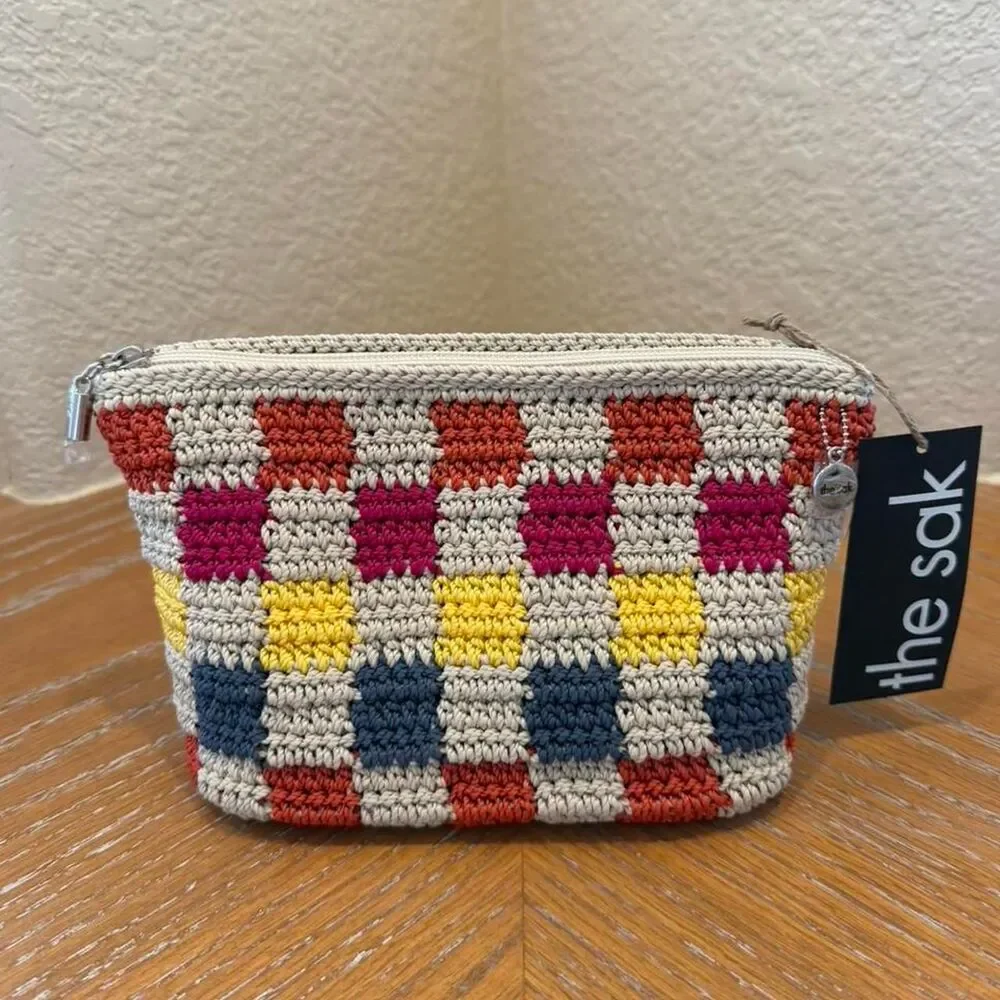 NWT The Sak Multicolor Checkered Essential Medium Pouch Cosmetic Bag